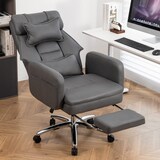 thumbnail of Bürostuhl ergonomisch drehbar mit Fußstütze Dunkelgrau 118x69x78 cm verstellbare Rückenlehne bis 155 Grad Lendenstütze Kopfstütze