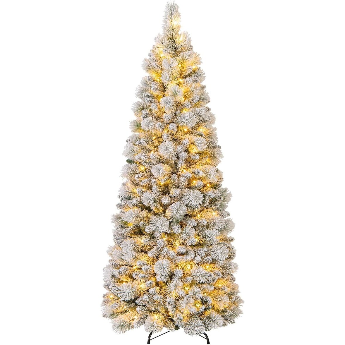 COSTWAY Albero di Natale Artificiale 180 cm, Illuminazione, Albero di Natale a Scomparsa con 170 Luci LED Bianco Caldo e 517 Punte di Rami