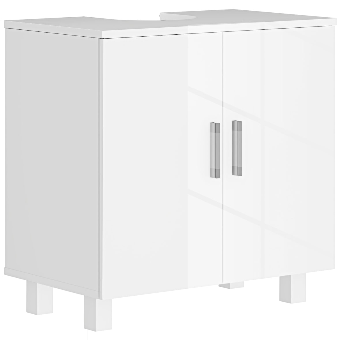 HOMCOM mueble para debajo del lavabo mueble de lavabo con pie con 2 puertas 2 estantes y sistema antivuelco para cuarto baño 60x35x60 cm blanco