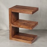 thumbnail of Beistelltisch `E` Cube `Nako`: Sheeshamholz, E-Konstruktion, 45x30 cm, 60 cm Höhe, handgefertigt. Braun, 45x30x60 cm | Kadima Design