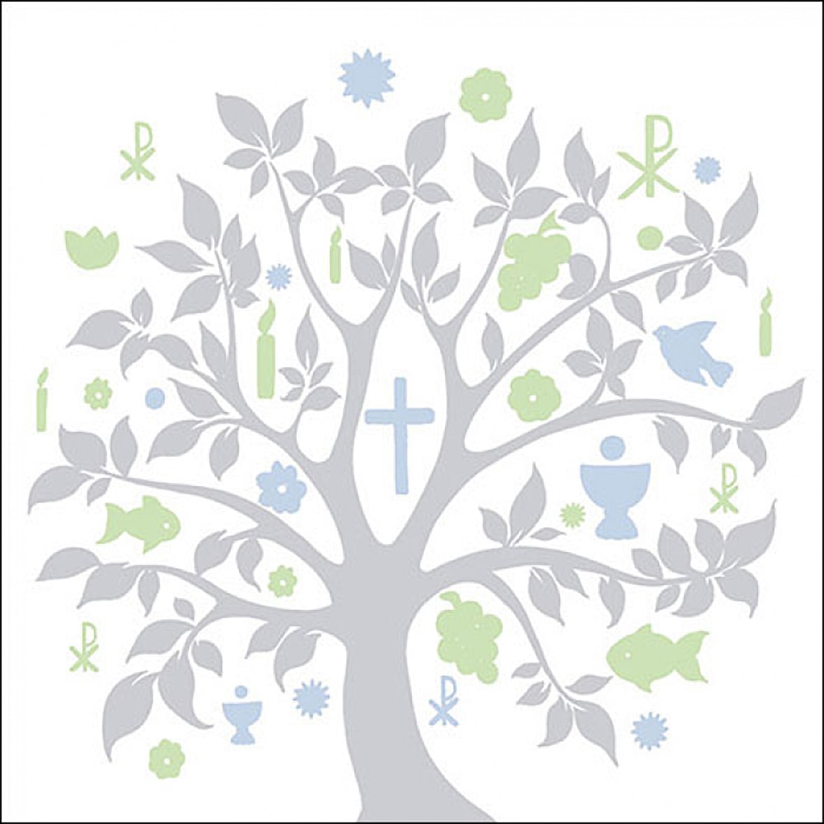 20 Servietten Papier 33x33cm 3-lagig - hochwertige Einweg Papierservietten Lebensbaum Motiv Partyservietten Religion Symbole Tischdeko Kommunion Taufe