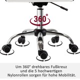thumbnail of Bürostuhl höhenverstellbar Weiß 48x52x90 cm ohne Armlehnen mit Rückenlehne und Rollen, Kunstlederbezug, belastbar bis 120 kg
