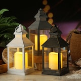 thumbnail of LED Laterne mit Kerze Windlicht flackernd H: 23cm Batteriebetrieb grau