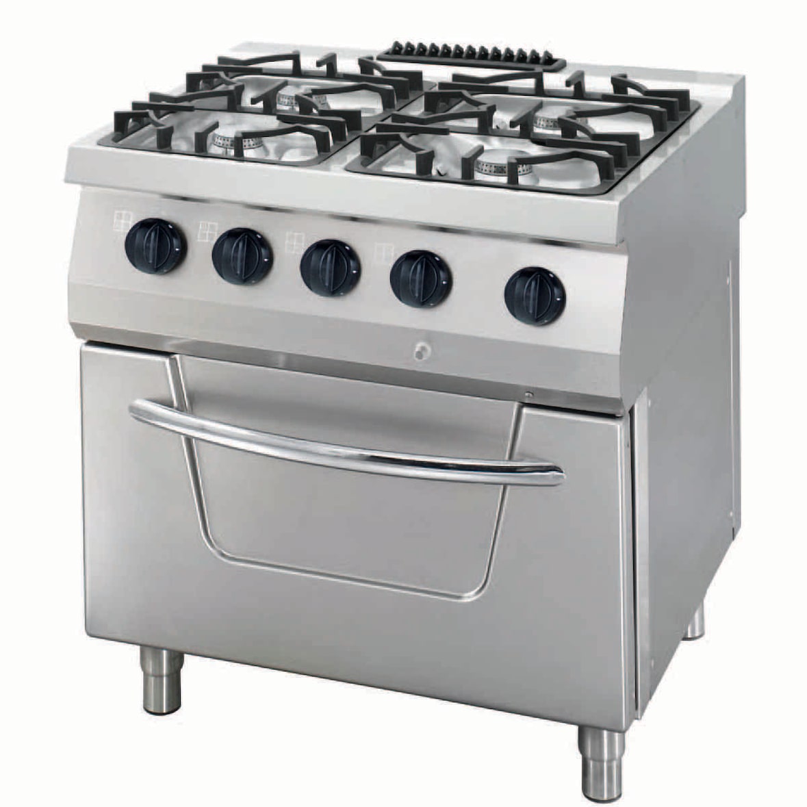 Heavy Duty fornuis - 4 branders - dubbel toestel - diepte 70 cm - gas incl. elektrische oven