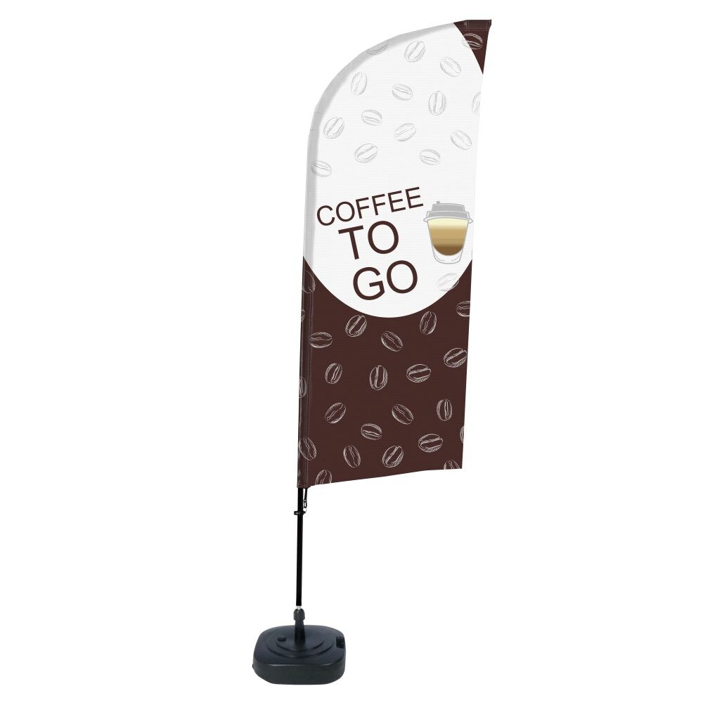 Showdown Beachflag - Komplett-Set - Coffee To Go Englisch - Braun/Schwarz