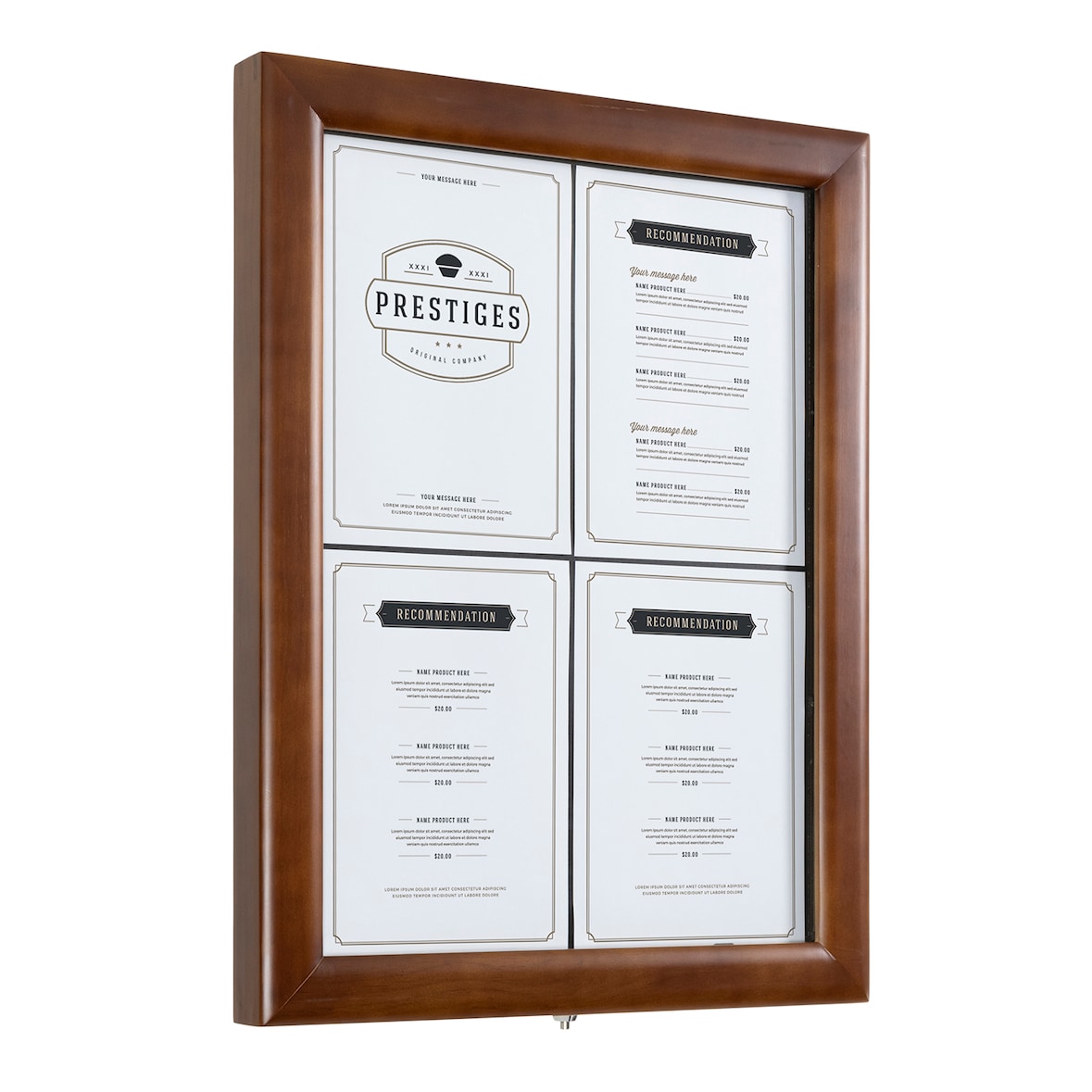 Securit® Présentoir porte-menu LED A4 "Classic" - Marron foncé - 4 vues