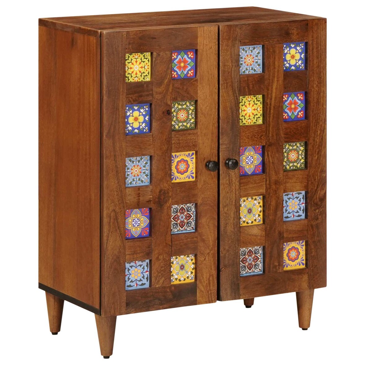 vidaXL Sideboard Walnuss 60 x 33,5 x 75 cm Massivholz Mango