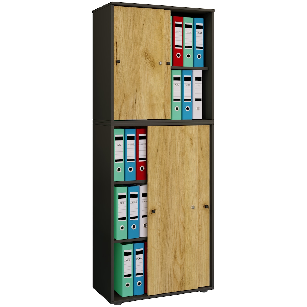 VCM Büroschrank Lona Anthrazit / Honig-Eiche