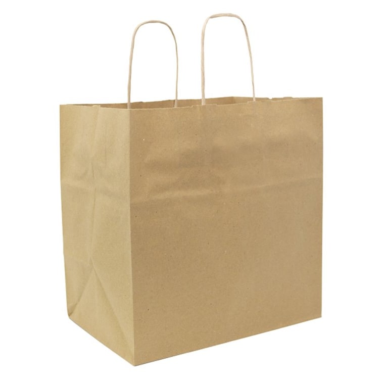 MONOUSO - Bolsa de Papel Kraft con Asas Rizadas 80 g/m² 26+17x26cm (25 Uds)