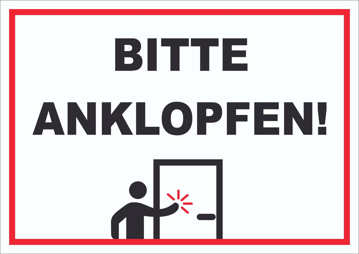 Schild Bitte anklopfen waagerecht A0 (841x1189mm)