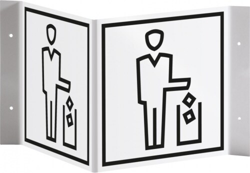 Schild I Tür-Nasenschild Piktogramm Abfallbehälter, Kunststoff, 150x150mm