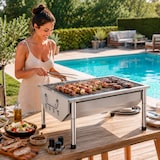 thumbnail of Barbecue A Carbone Portatile Pieghevole In Acciaio Inox Con Griglia Smontabile Gambe Regolabili Design Salvaspazio Campeggio 40 X 28 X 21.5 Cm Acciaio