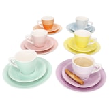 thumbnail of Spring 18tlg Kaffeeservice Steingut 6 Personen bunt Tassen Untertassen Teller