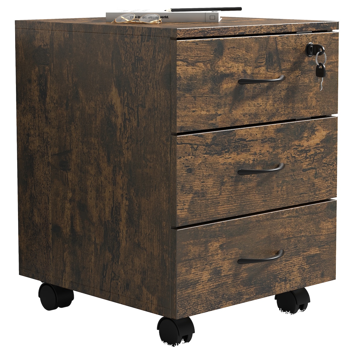 VCM Rollcontainer Baula Eiche Vintage H. 55 x B. 40 x T. 44 cm