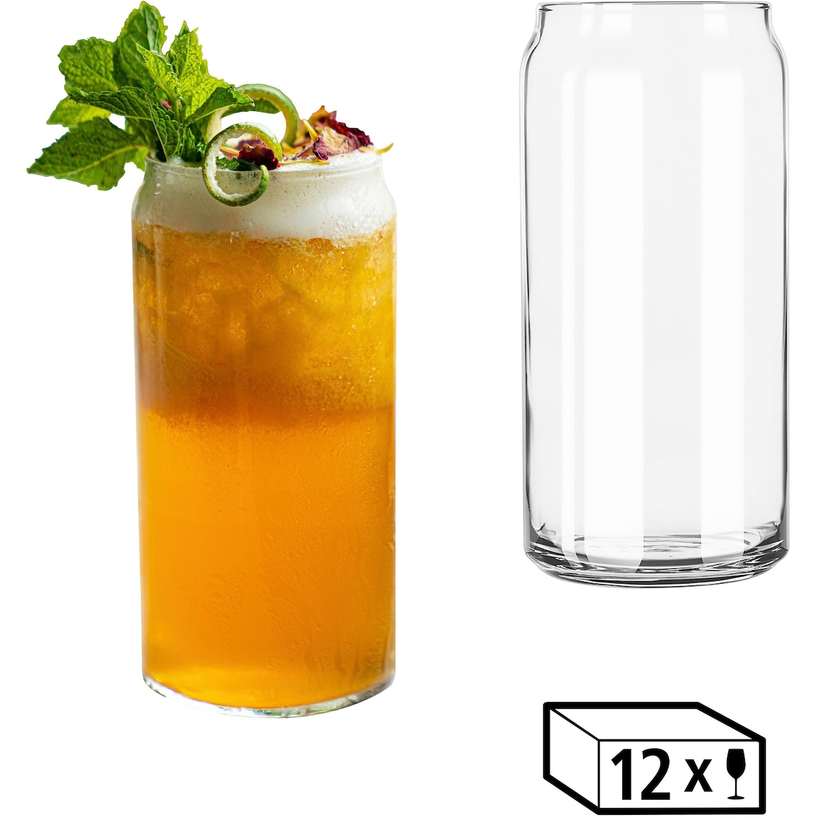 Libbey set van 12 drinkglazen -GLASS CAN- 591 ml, Ø 8 cm, H: 16,5 cm
