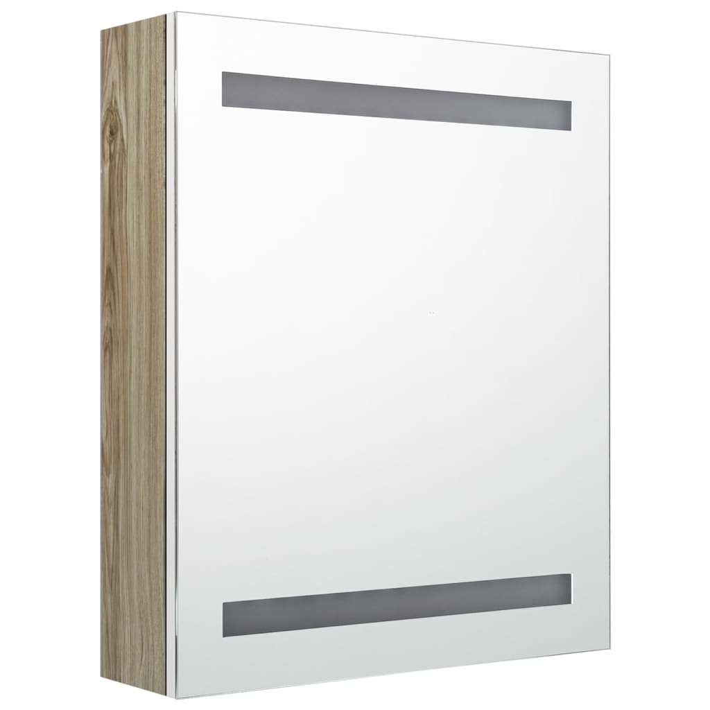 Helloshop26 - Badezimmerschrank mit LED-Spiegel 50 x 14 x 60 cm Eiche 02_0006590