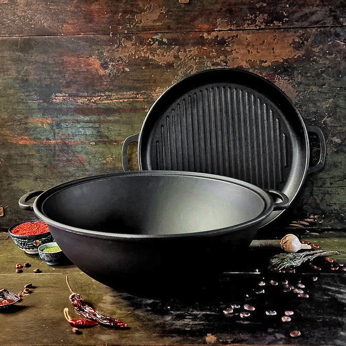 MAYSTERNYA Kazan Gusseisen 12 Liter usbekischer Kasan mit Grilldeckel