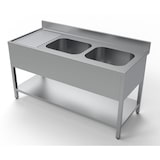 thumbnail of Combisteel Spültisch 2 Becken rechts mit Grundboden aus Edelstahl 1600x700x850mm