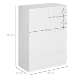 thumbnail of HOMCOM cómoda moderno con 6 cajones cajonera de madera cómoda de dormitorio para entrada Salón Oficina Carga 50 kg 80x39x115 cm Blanco
