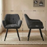 thumbnail of Esszimmerstuhl DUNOR - Cord Dunkelgrau 65x64x82 cm Schwarz | Essstühle Esszimmerstühle Küchenstühle Wohnzimmerstühle