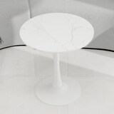 thumbnail of Couchtisch rund Weiß 72x70x70 cm mit Tischplatte aus Kunstmarmor, hohe Beine, minimalistisches Design, vielseitig als Beistell- und Esstisch