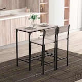 thumbnail of Bar-Set mit Tisch und 2 Hockern im Industrial-Stil, Metallgestell, für Küche und Wohnzimmer, in Natur und Schwarz