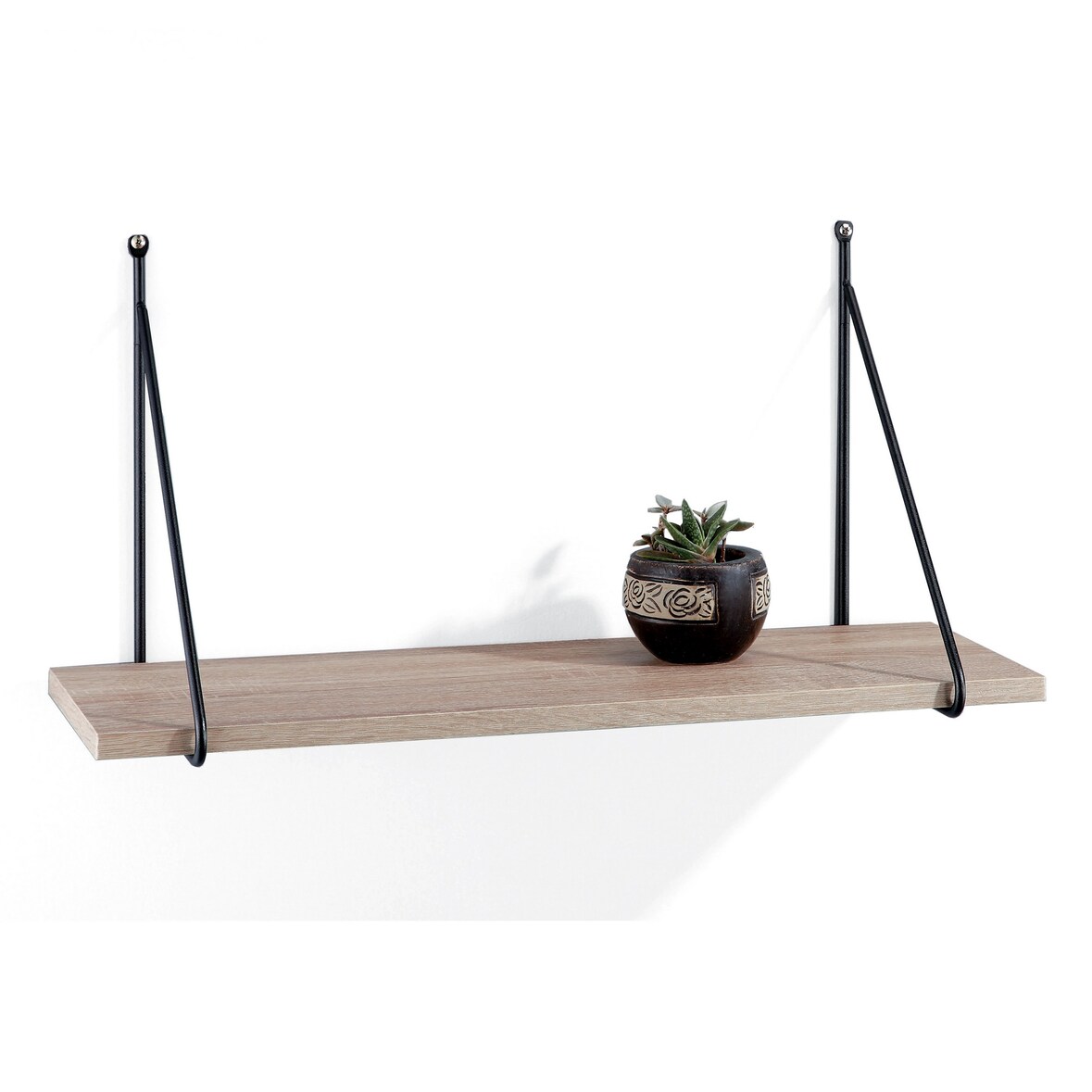 Oreste Luchetta Mensola LEVEL truciolare rovere con filo acciaio nero cm H30 L60 P22