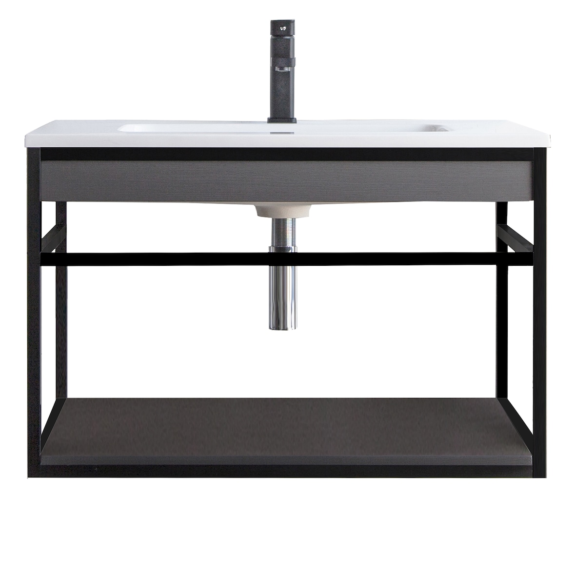 Oreste Luchetta Mobile bagno ELLOS B GREY-BLACK 80 in MDF finitura Larice Grigio L.80 x P.46 x H.52 cm
