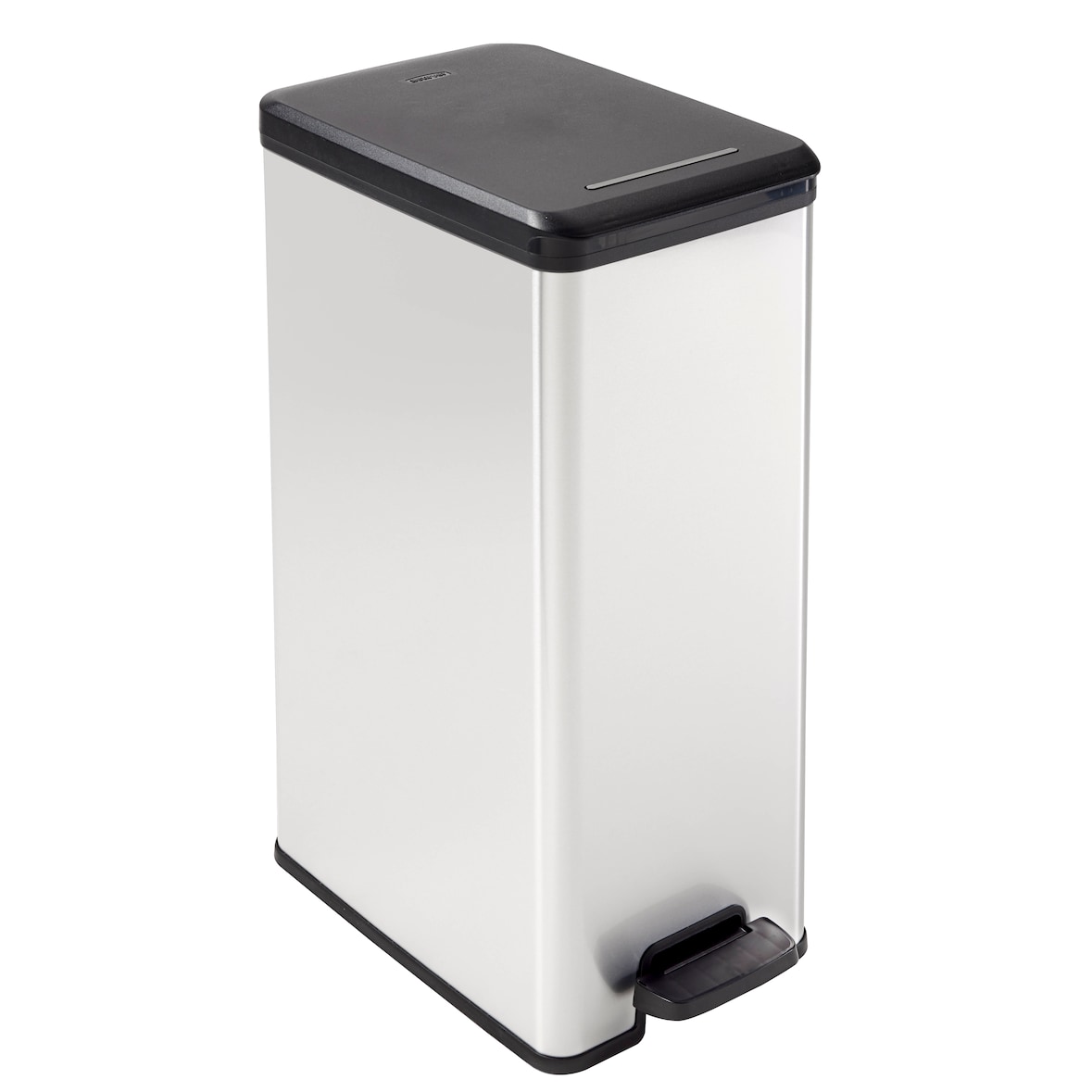 Curver - DECO SLIM BIN Abfalleimer 40L mit Fußpedal silber metallic   silber metallic