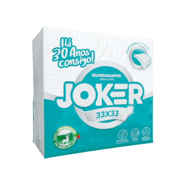 Joker - Guardanapos 33x33 folha dupla - Caixa com 3000 unidades