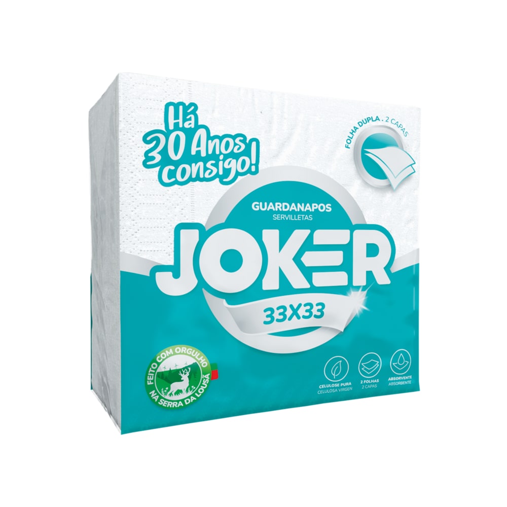 Joker - Guardanapos 33x33 folha dupla - Caixa com 3000 unidades