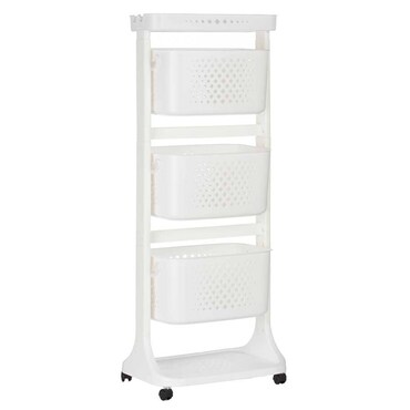 San Ignacio  KINVARA- Verdulero con ruedas de 3 Alturas 42x33x11 cm Blanco