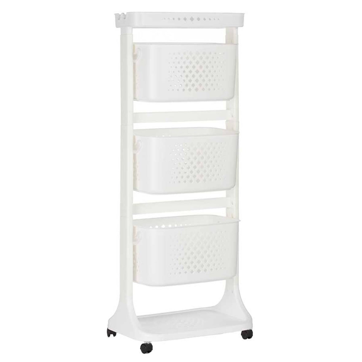 San Ignacio  KINVARA- Verdulero con ruedas de 3 Alturas 42x33x11 cm Blanco