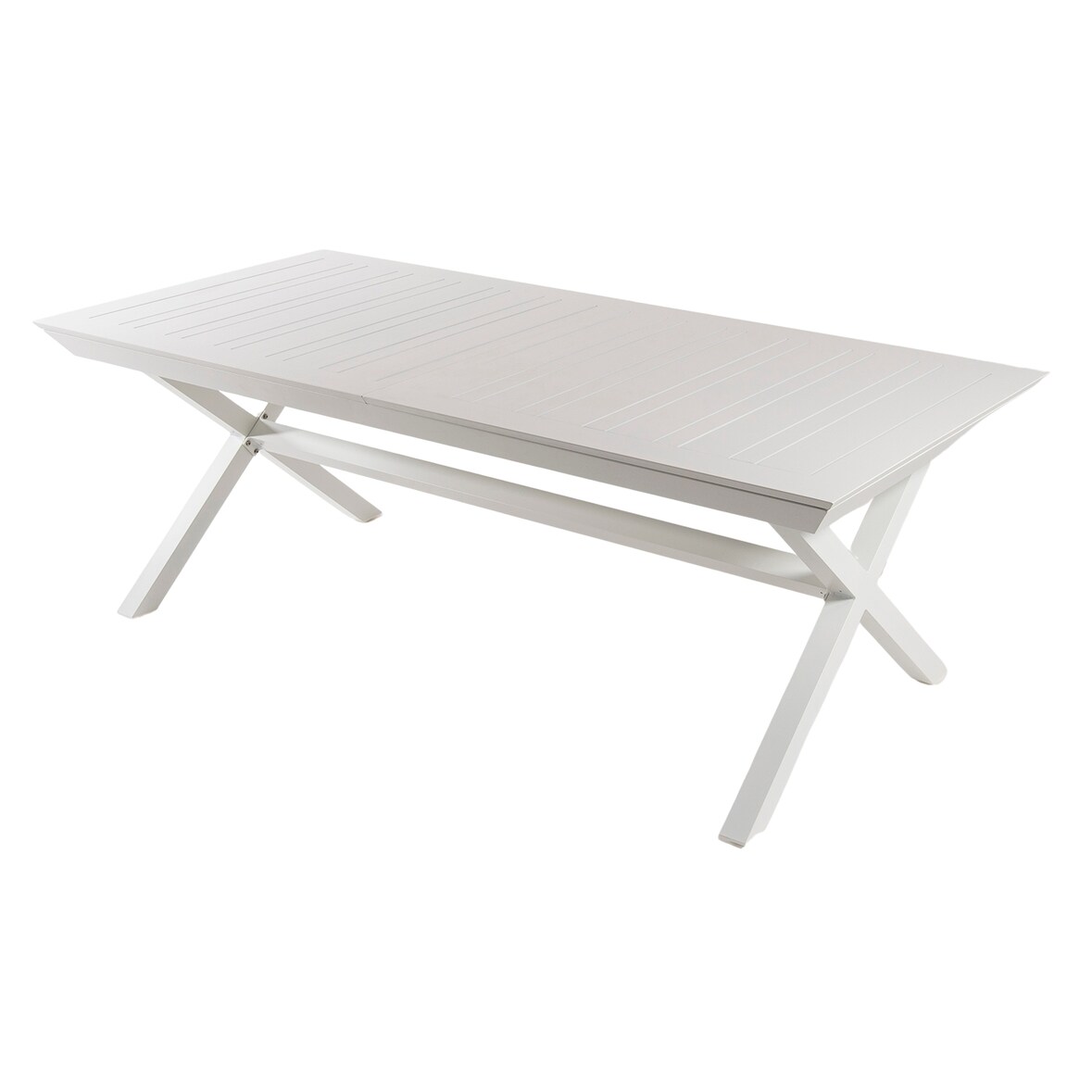 Mesa para exterior extensible de 215 cm a 295 cm, Aluminio color blanco, Tamaño: 215/295x98x78 cm