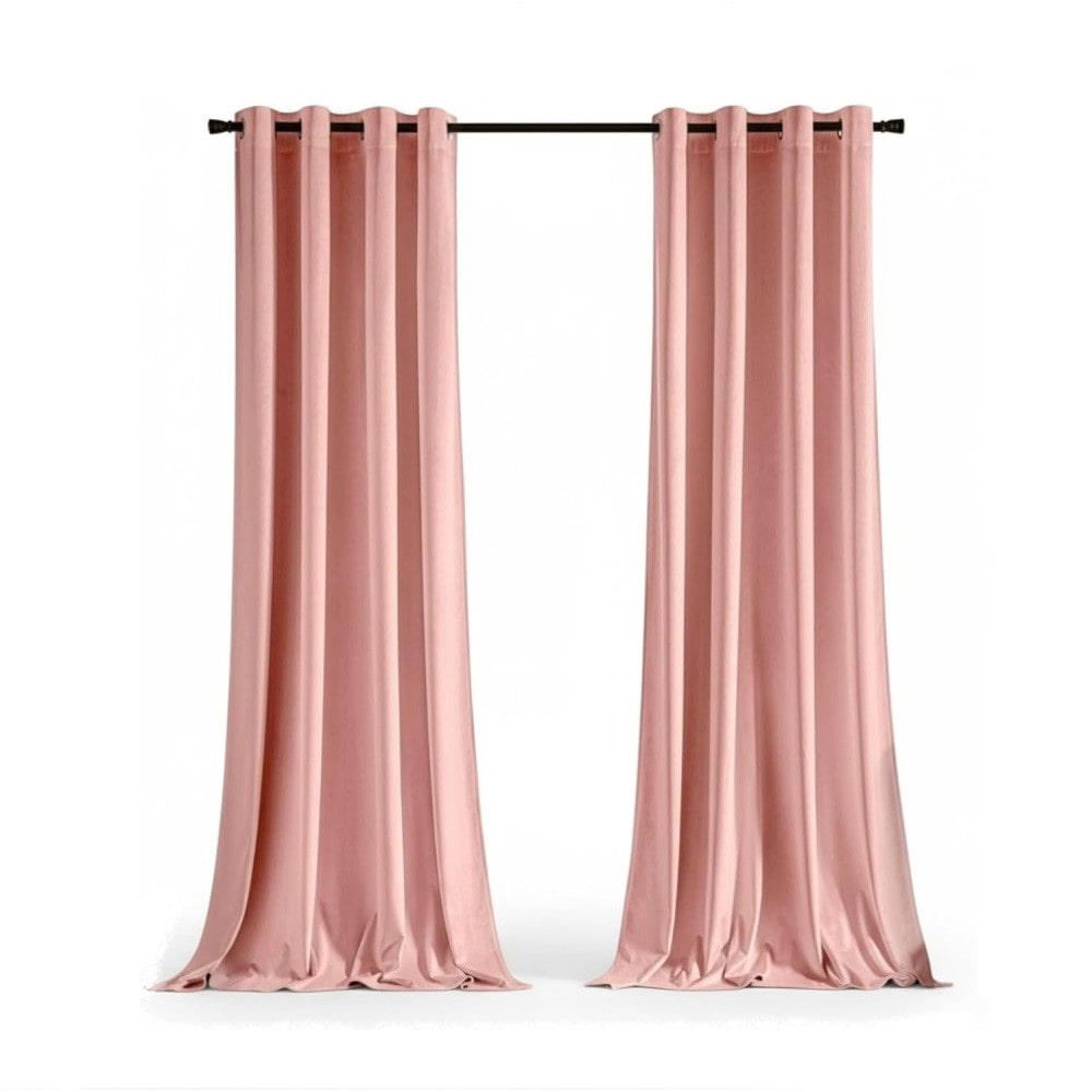 Set Cortinas de Salon Terciopelo Opaca con Ojales, 2 Piezas de 140x260cm color Rosa