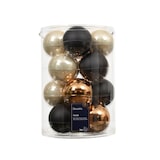 thumbnail of 16 Weihnachtskugeln Glas 8cm matt & glänzend Christbaumkugeln Weihnachtsbaumkugeln Groß Christbaumschmuck Weihnachtsbaumschmuck Deko Schwarz Braun Mix