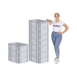 thumbnail of PROREGAL SparSet 10x Eurobox NextGen Grip mit Auflagedeckel & 4 roten Verschlüssen, HxBxT 22x40x60cm, 44L, Grau, Griffe zu, Eurobehälter