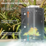 thumbnail of Feuerschale aus Edelstahl Grau 16x16x25 cm raucharm mit zweiteiligem Verbrennungssystem inklusive Schürhaken kompakt für Outdoor
