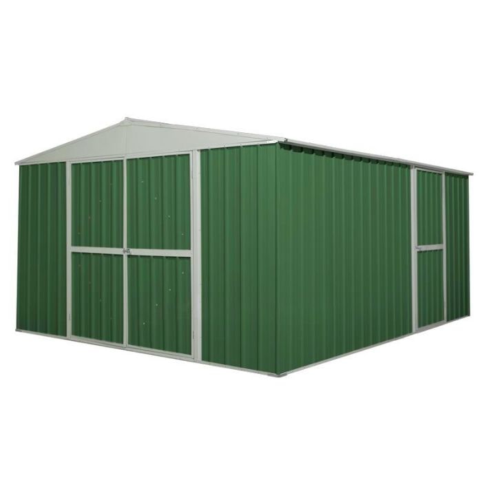 Box garage lamiera zincata casetta giardino acciaio 360x430cm x h2.10m - 185KG - 15,48mq - VERDE