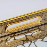 thumbnail of IvoQ Luxuriöses Tablett Gold - 30x45 cm - Rechteckiges Serviertablett mit Spiegel & Griffen - Dekoratives Plateau - Marmor- & Art-Déco-Look