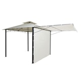 thumbnail of Pergola HWC-F94, Garten Pavillon, Stahl bewegliche Seitenwand 2,5x2,5m ~ creme-beige