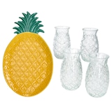 thumbnail of 5tlg Party-Set PINA 4x Colada Gläser & 1x Teller mit Ananas-Relief – 1x PIYG3020 & 4x 992427