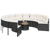 thumbnail of vidaXL Gartensofa mit Tisch und Kissen Rund Schwarz Poly-Rattan