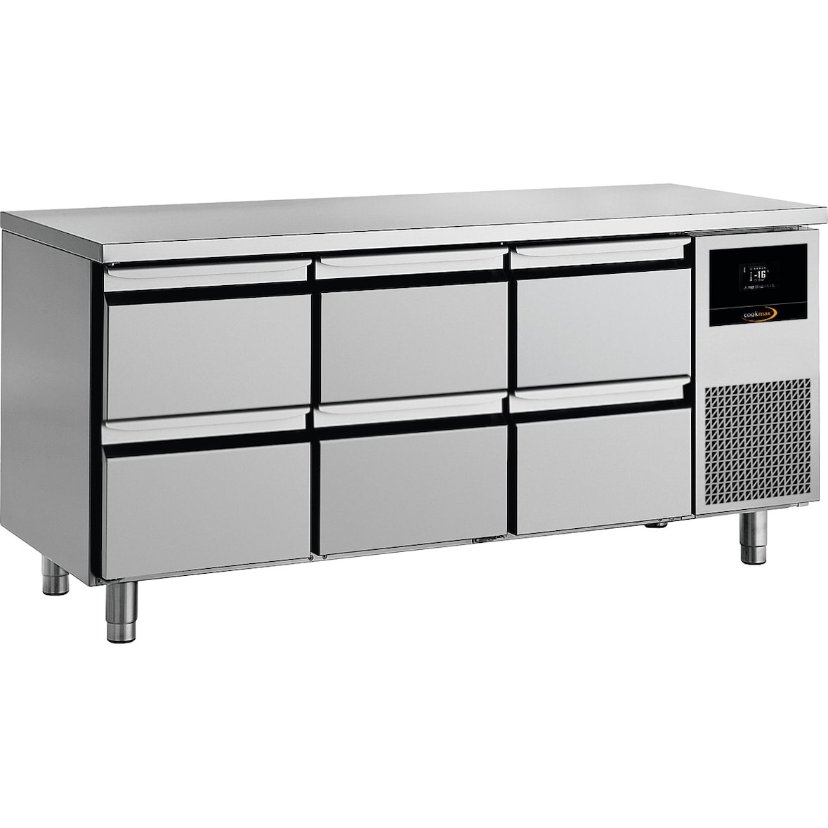 Cookmax Tiefkühltisch GN 1/1 mit 6 Schubladen, ohne Aufkantung
