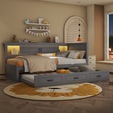 thumbnail of Schlafsofa 90x200 mit LED-Beleuchtung, Ausziehbar, Steckdose, USB-Anschlüssen, Grau – Multifunktional mit Stauraum und Komfort