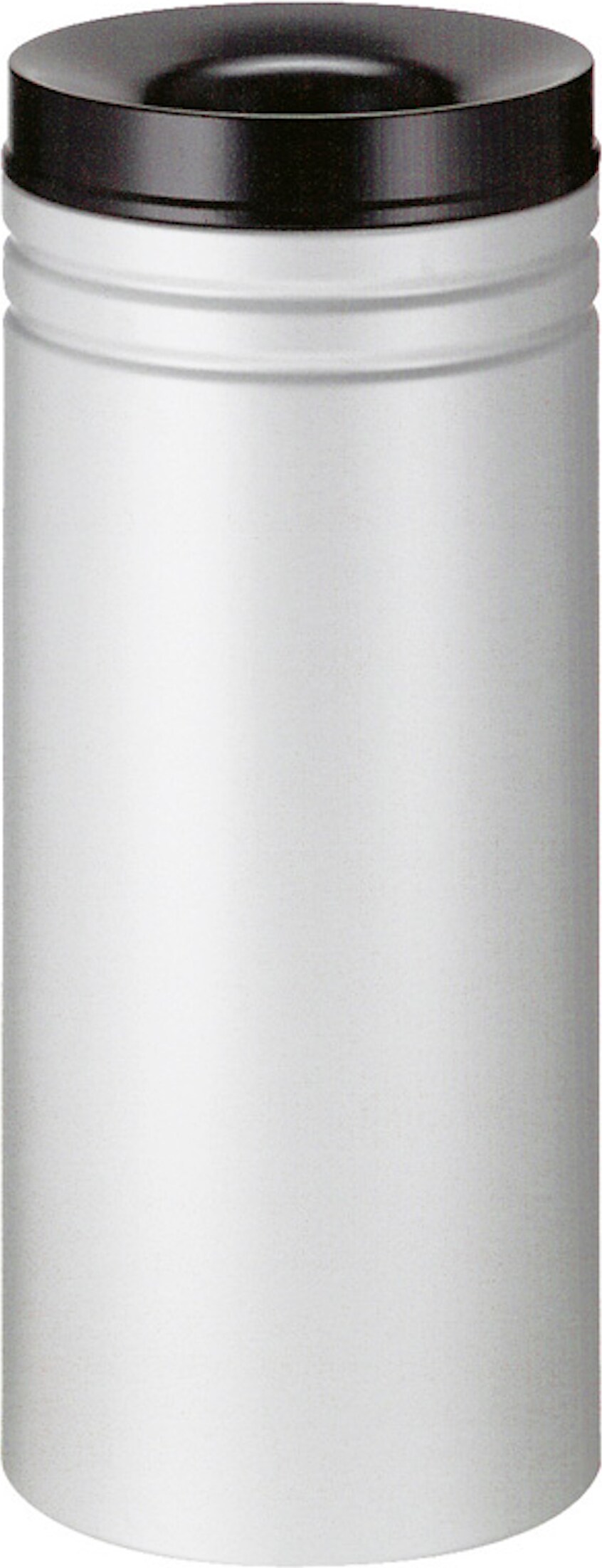 PROREGAL Selbstlöschender Papierkorb & Abfallsammler aus Metall mit doppelter Rauchgasumlenkung | 50 Liter, HxØ 72,5x29,5cm | Grau, Kopfteil Schwarz
