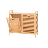 thumbnail of COSTWAY Cesta para la ropa sucia giratoria doble, cesto para la ropa sucia de bambú de 75 litros con 2 contenedores extraíbles