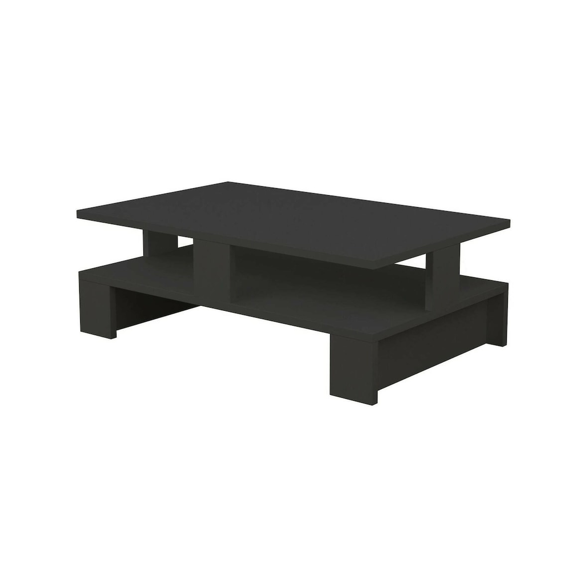 Dmora Wohnzimmertisch Dlettier, Niedriger Wohnzimmertisch, Kaffeeregal, Couchtisch für Sofa, 80x50h28 cm, Anthrazit