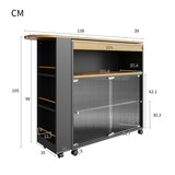 thumbnail of Bartisch 138 204x39x105 cm ausziehbar mit Stauraum und mit LED-Beleuchtung auf Rollen Schwarz MDF modern