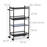 thumbnail of Relaxdays Rollregal schmal aus Metall, 4 Etagen Nischenwagen für Büro, Standregal mit Rollen HxBxT: 81x25x50 cm, schwarz